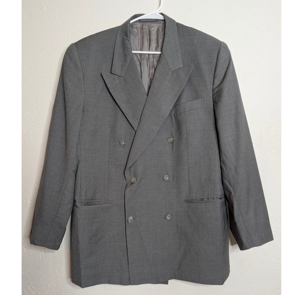 Ermenegildo Zegna Mens Double Breasted Suit Jacket Gray Professional Office